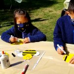 children creating honey bee craft