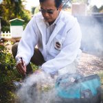 Bee keeper with bees