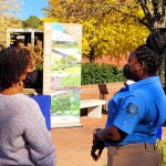 pinelawn employee speaking with a woman